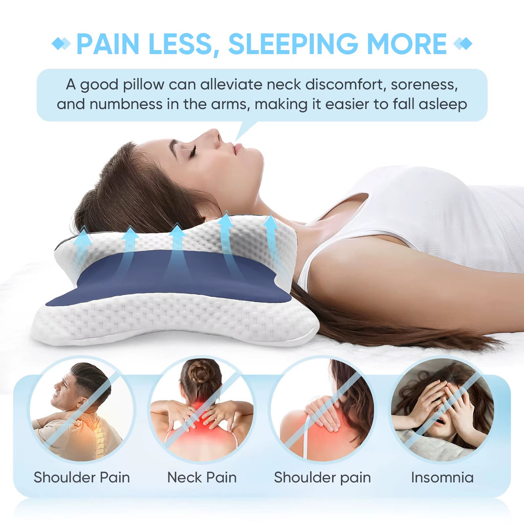 Ultimate Memory Foam Cervical Pillow for Neck Pain Relief - Ergonomic Support for All Sleep Positions