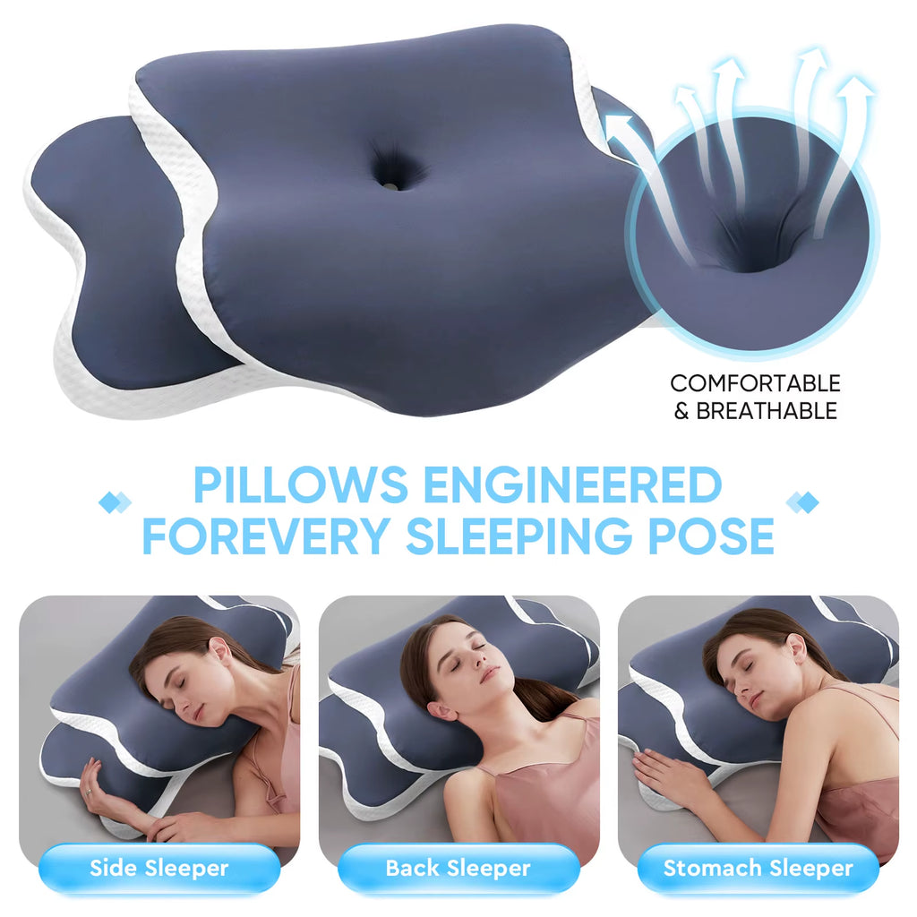 Ultimate Memory Foam Cervical Pillow for Neck Pain Relief - Ergonomic Support for All Sleep Positions
