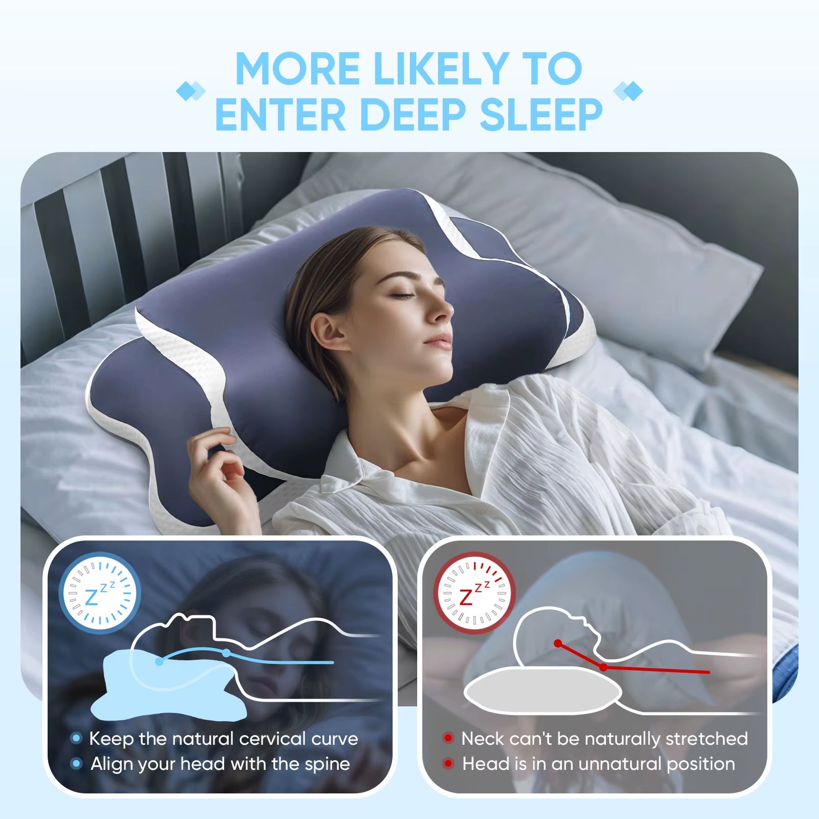 Ultimate Memory Foam Cervical Pillow for Neck Pain Relief - Ergonomic Support for All Sleep Positions